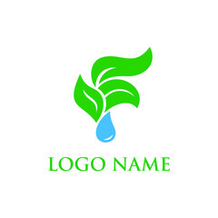 Fototapeta premium Leaf and water drop logo template