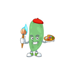 creative Artist of thermus thermophilus cartoon character painting using a brush