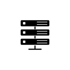 Computer Server icon in black flat design on white background