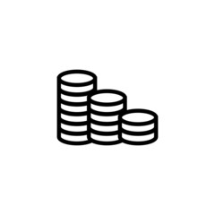 Coin Icon , Money symbol in outline style on white background