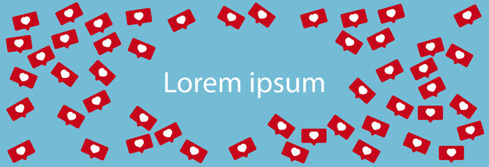 Big banner for text and sides of heart in icon.
Social media like icon