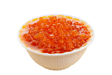delicious appetizing sandwich with red caviar on  White background