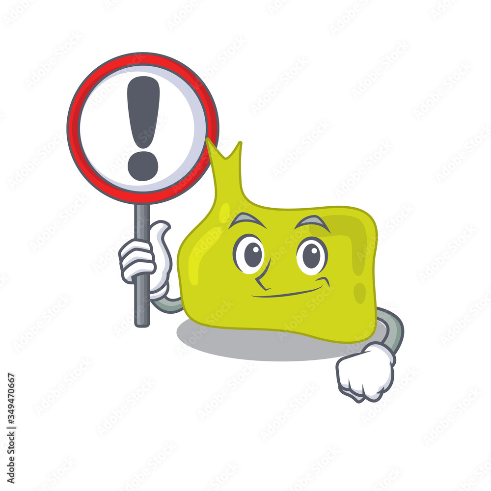 Poster A cartoon icon of pituitary with a exclamation sign board