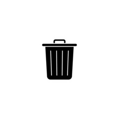 Trash Icon in black flat design on white background