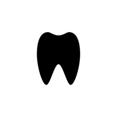 Tooth Icon, Dentistry symbol in black flat design on white background