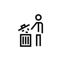 Garbage symbol in outline style on white background