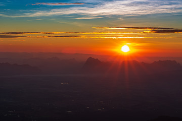 Aerial view, landscape from the top of mountain 
