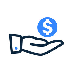 Investment vector icon, save money, money on hand
