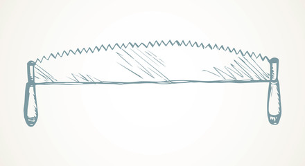 Obraz premium Iron hand saw. Vector drawing