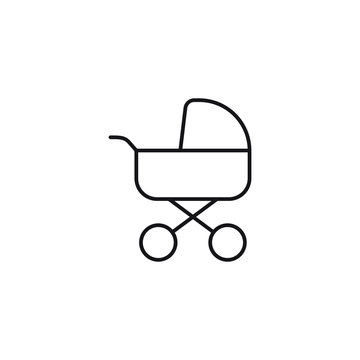 recommend clip art: Baby stroller vector icon in linear, outline icon isolated on white background