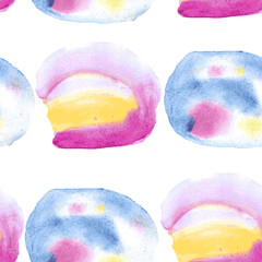 Watercolor shapes seamless pattern. Vector