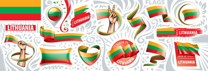 Vector set of the national flag of Lithuania in various creative designs