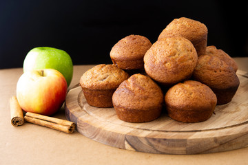 Apple Cinnamon Muffins with apples and cinnamon sticks