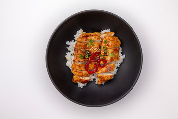 Rice covered by Teriyaki Chicken