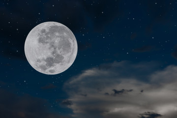 Obraz na płótnie Canvas Full moon with clouds on the sky.