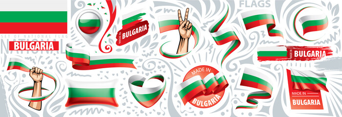 Vector set of the national flag of Bulgaria in various creative designs