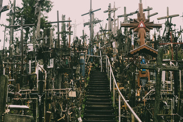Fototapeta premium Concrete steps on the Hill of Crosses in Lithuania