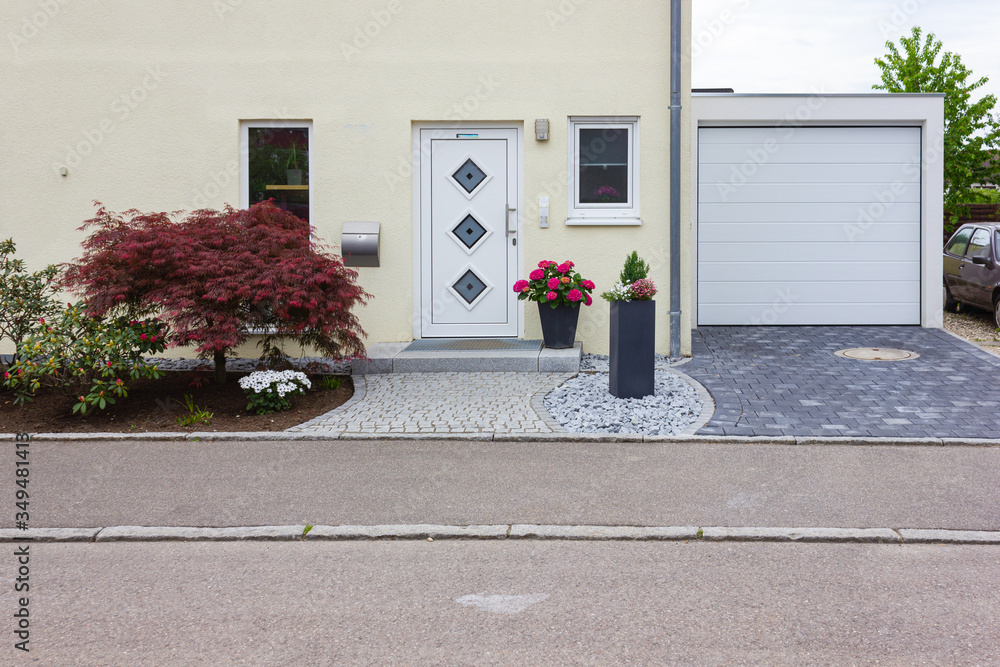 Wall mural house entrance of new modern building