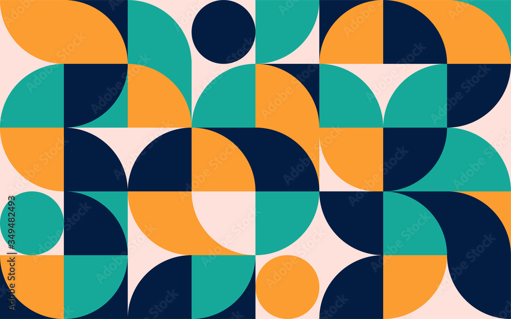 Poster geometric minimalistic color composition template with shapes. scandinavian abstract pattern for web
