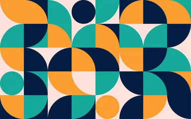 Tapeten Geometrische minimalistische Farbkompositionsvorlage mit Formen. Skandinavisches abstraktes Muster für Webbanner, Verpackung, Branding. © Ramcreative