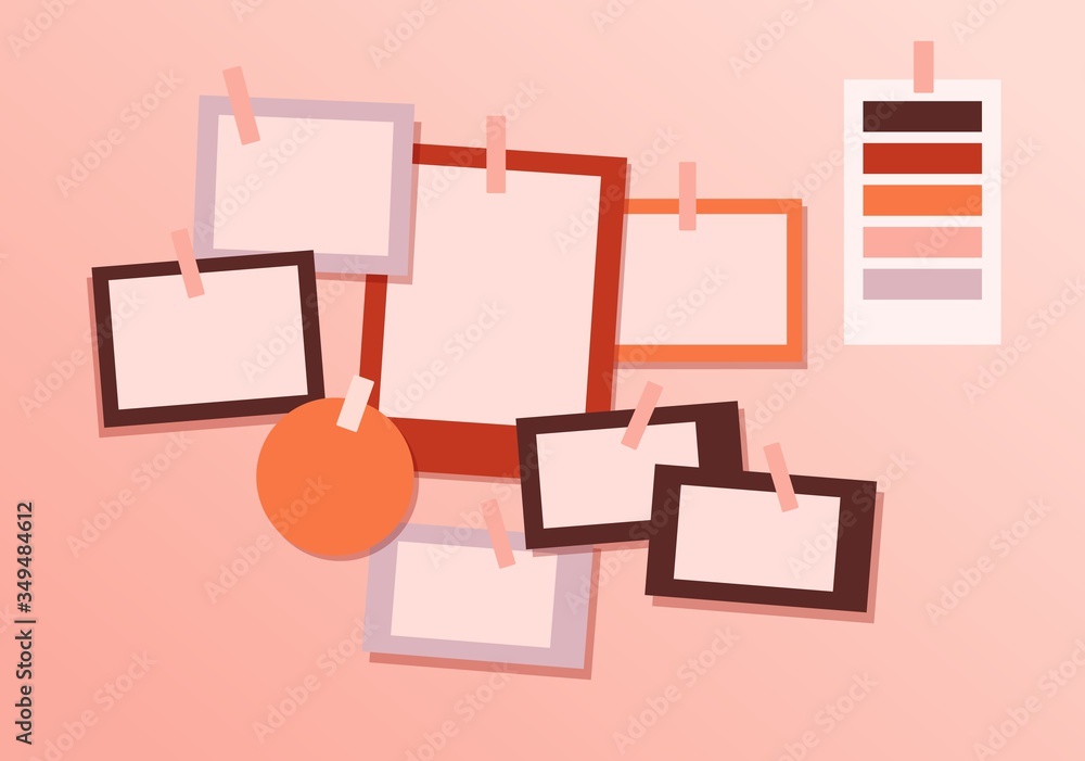 Poster board mood template. modern brand mood concept design template empty for messages minimalistic color