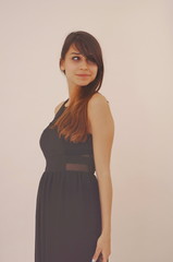 Fototapeta premium Profile portrait of a young model with brown hair
