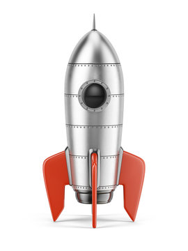 Rocket isolated on white background - 3d rendering of 3d rocket icon