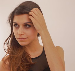 Fototapeta premium Portrait of a young model with brown hair