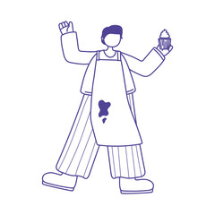 young man with cupcake and apron character icon design