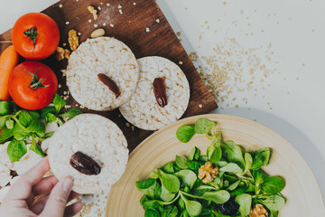 ingredients for a healthy and balanced meal. Vegan products