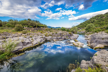 River Alcantara near Castiglione di Sicilia on Sicily Island, Italy