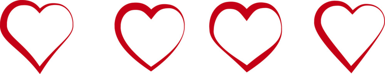 Red heart icons set vector