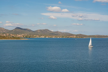 Golfo Aranci Olbia Sardinia with boat