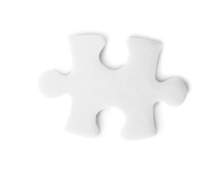 Blank puzzle piece isolated on white, top view