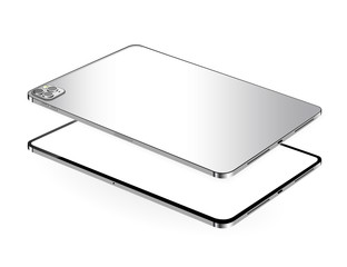 Tablet Vector Mock-up With Perspective View. Tablet PC Isolated on white Background.