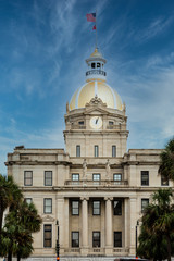 Fototapeta na wymiar A view of the iconic city hall in Savannah Georgia