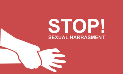 the hand that holds the other hand to stop the hand from touching the woman mean stop doing sexual harassment for women Sexual Abuse illustration concept template background 