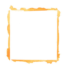 yellow square watercolor frame on white background