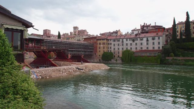 Construction site view of renovation of the Old Bridge