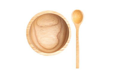 empty wooden bowl and spoon