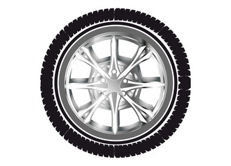 Obraz premium glänzende Felge mit Reifen Mantel fürs Auto