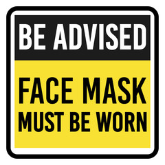 Face Mask Must Be Worn Sticker Sign
