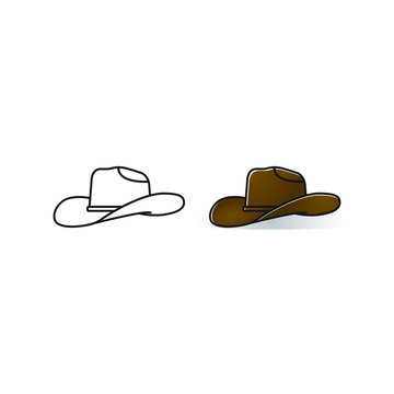 Cowboy hat logo icon flat design vector line art