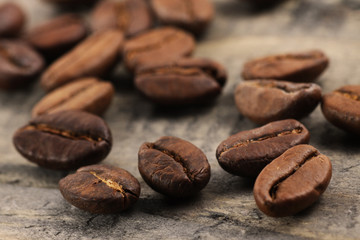 Close up shoot of medium roasted arabica coffee beans