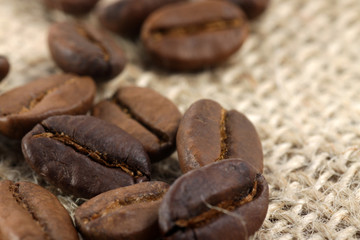 Close up shoot of medium roasted arabica coffee beans