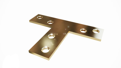 T-bracket perforated plate 70x50x16 Illustration in 3D - 3