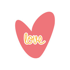 love heart icon, flat style