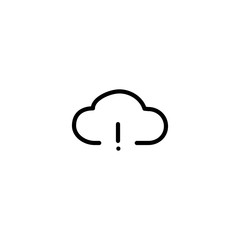 Cloud and exclamation sign on white background. Cloud attention, warning symbol. Line icon design.