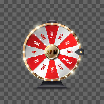 Wheel of Fortune to play and win the jackpot isolated on transparent background. Roulette of luck. Win fortune roulette. Big win. Vector illustration