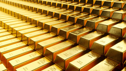 Fototapeta premium Gold bars and Financial concept,3d rendering,conceptual image.